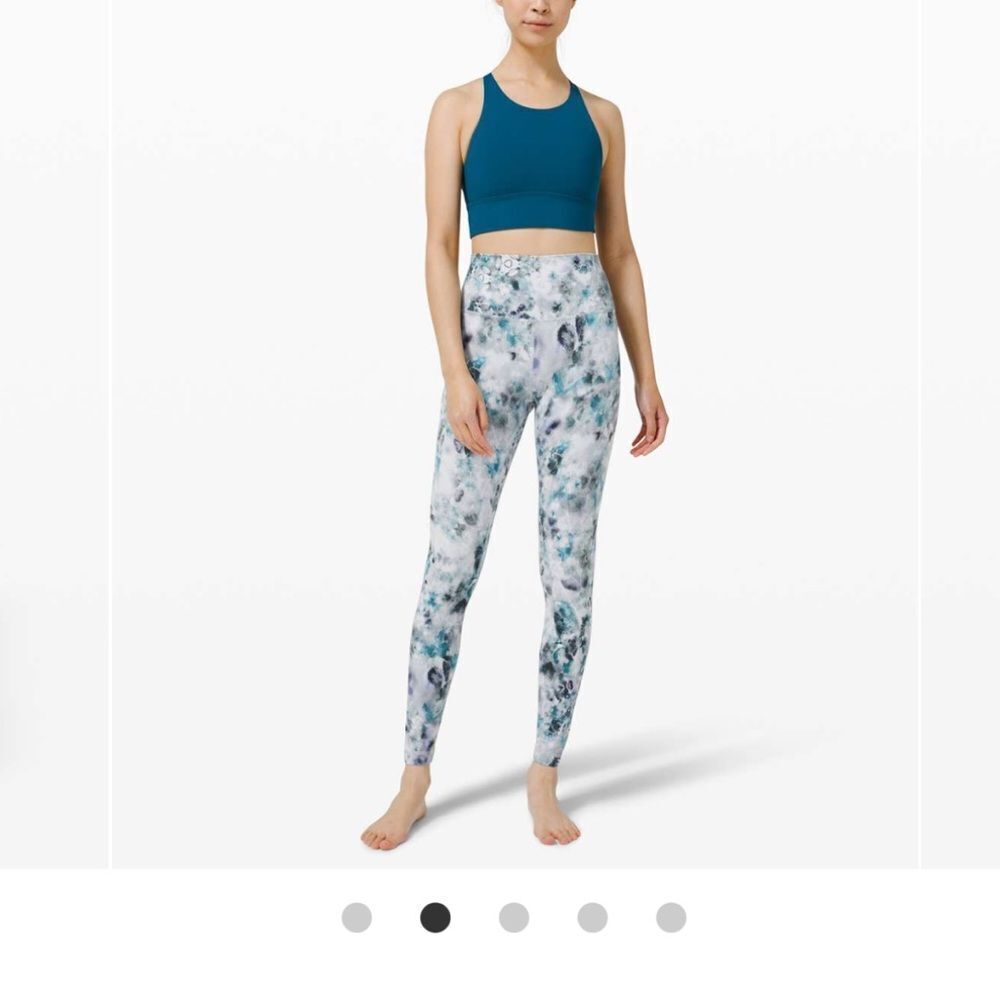 [lululemon athletica] Kleidofloral Blue and White High Rise Legging - Size 4